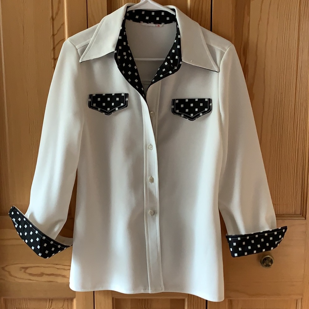 Vintage 1970s check pattern disco style shirt